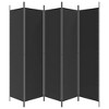vidaXL 5-Panel Room Divider Black, Portable and Foldable Polyester Fabric Screen, Privacy Protector, Sunlight Blocker, Compact Storage, Easy Assembly - 4 of 4