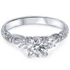 Pompeii3 3/4ct Vintage 3 Stone Diamond Engagement Ring 14K White Gold - 4 of 4