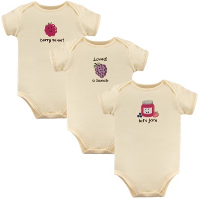 Touched By Nature Organic Cotton Bodysuits 3pk, Jam, 0-3 Months : Target