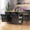 Rolling Kitchen Island Cabinet with 2 Bar Stools, Mobile Storage Cart with Outlet for Kitchen or Dining Room – The Pop Home - 3 of 4