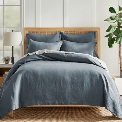 Denim Blue Linen Standard Sham with Pre-Washed Finish