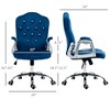 NicBex Velvet Adjustable Height Button Tufted Home Office Desk Chair with Padded Armrests and Wheels for Work Study Vanity - 3 of 4