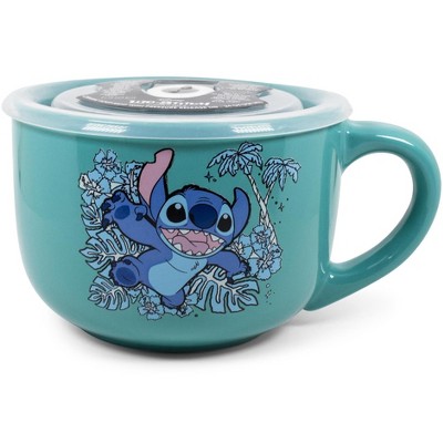 Silver Buffalo Disney Lilo & Stitch Stay Weird 24oz Ceramic Soup Mug w/ Lid