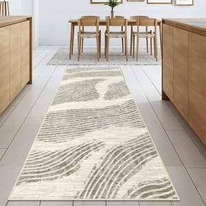 Contemporary Abstract Spray Print Area Rug Ultra Thin Low Pile Machine Washable Stain Resistant Non Slip Non Shedding Floor Carpet - 1 of 4
