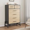 Wooden 4+2 Dresser for Bedroom, 46.6" Tall Drawer Dresser With Storage Freestanding, Closet Dresser for Living Room, Bedroom, Natural Oak+Black - 3 of 4