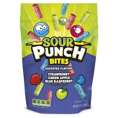 Sour Punch Candy, Green Apple & Berry, Santa Straws 3.2 Oz