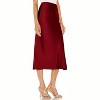 Women's Satin Midi Skirt - High Waist Slit Design with Comfortable Elastic Waistband Red - 4 of 4