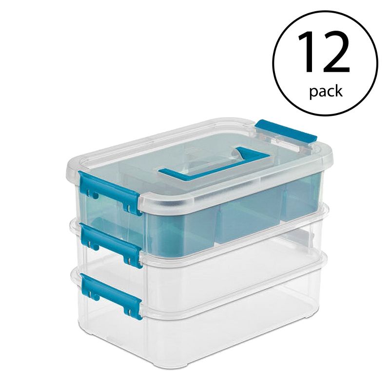 Sterilite Convenient Small Home Tiered Layer Stack Carry Storage Box with Colored Accent Secure Latches, 3 of 5