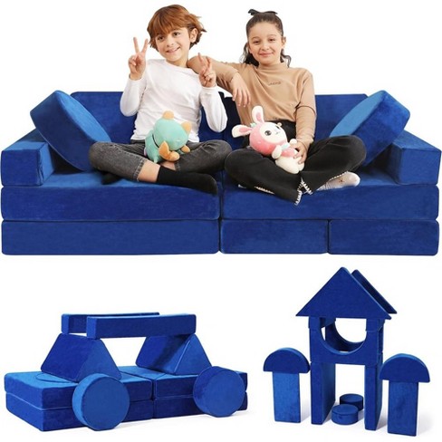 Contour Comfort Kids Couch 14 Pc Modular Kids Play Set Convertible Kids Sofa With Soft Foam Sofa Cushions Kids Fort Couch Kid Play Room Furniture Target