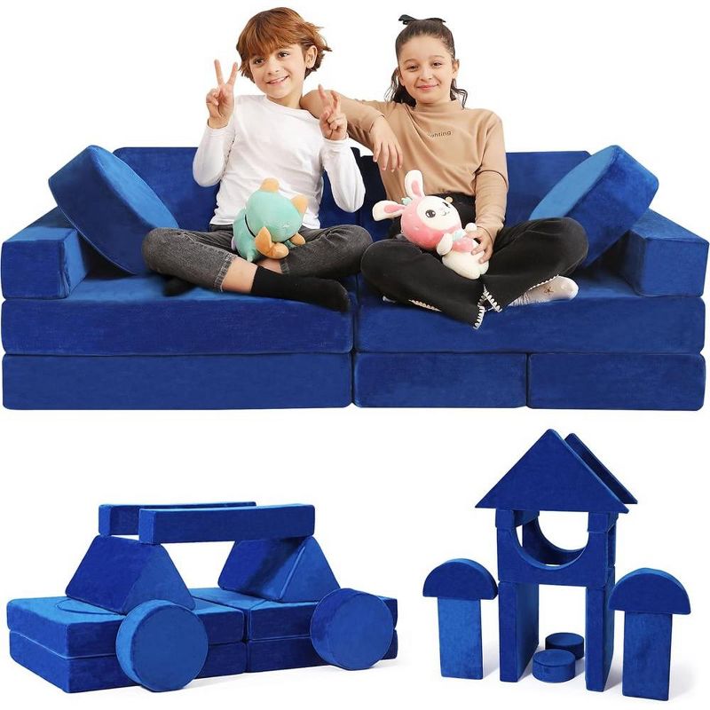 Contour Comfort Kids Couch 14 PC Modular Kids Play Set – Convertible Kids Sofa with Soft Foam Sofa Cushions | Kids Fort Couch, Kid Play Room Furniture, 1 of 7