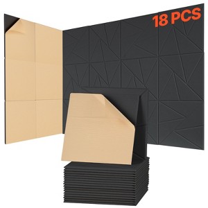 VEVOR 18 Pack Acoustic Panels with Self Adhesive, 11.8x11.8x0.4 in Sound Proof Foam Panels, Polyester Fiber Soundproof Wall Panels High Density,Black - 1 of 4