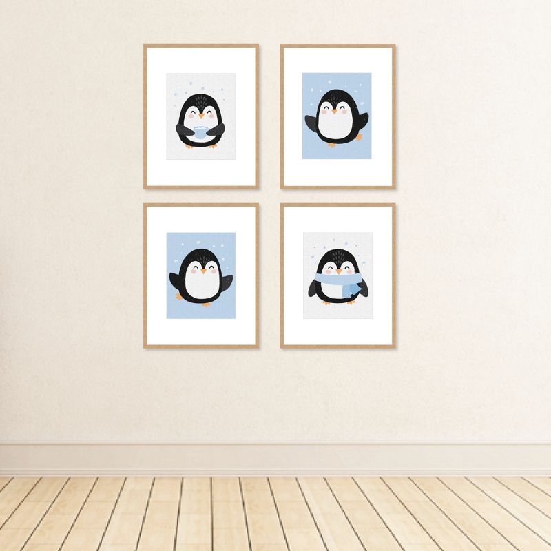 Big Dot of Happiness Winter Penguins - Unframed Holiday and Christmas Linen Paper Wall Art - Set of 4 - Artisms - 8 x 10 inches, 3 of 8