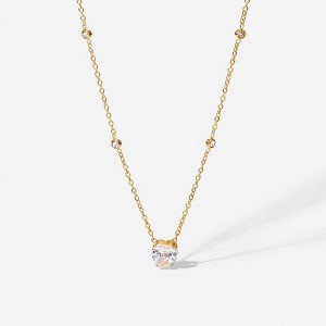 Anna-Kaci Women’s Dainty Solitaire Pendant Necklace with Gold Tone Chain and Delicate Bezel-Set Crystal Accents - Gold - 1 of 4