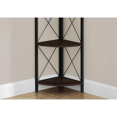 Espresso Black Metal 60" Corner Etagere Bookcase