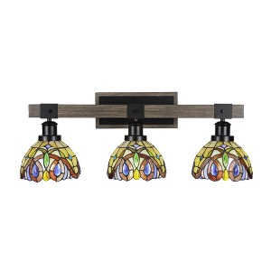 Toltec Lighting Tacoma 3 - Light Vanity in  Black/Painted Wood with 7" Lynx Art Glass Shade - 1 of 1
