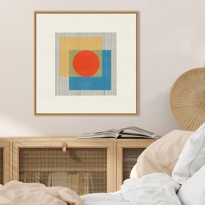 Midcentury Modern Abstract Canvas Print with Frame 22 x 22 inches