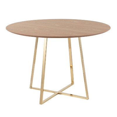 43" Cosmo Round Dining Table Metal/Wood Gold/Natural - LumiSource