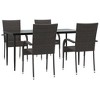 vidaXL Garden Dining Set Black PE rattan, powder-coated steel, glass - Brown 63" Table Length 4 - 3 of 4