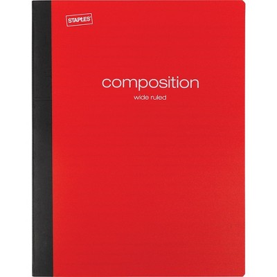 Staples Poly Composition Notebook Wide Ruled 9-3/4" x 7-1/2" Red 964574