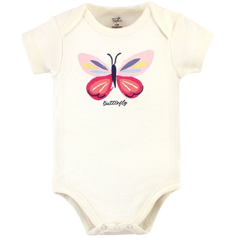 Touched by Nature Baby and Toddler Girl Organic Cotton Hoodie, Bodysuit or Tee Top, and Pant, Bright Butterflies, 4 of 6