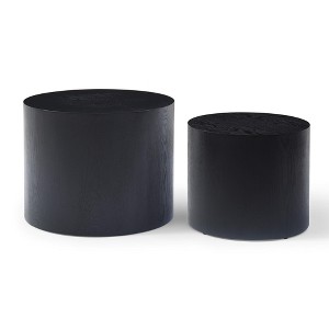 VYNXARIA Round Coffee Table Set of 2, Nesting Coffee Tables for MDF with veneer .for living room,office,bedroom,Natural, 4Colors BLACK - 1 of 4
