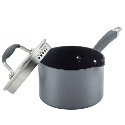 Moonstone Aluminum Nonstick Saucier with Pour Spout and Lid, 2 Quart