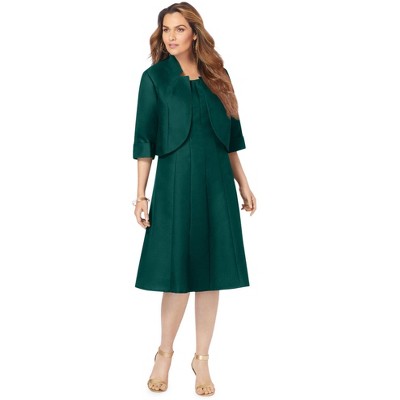 Roaman's Women's Plus Size Fit And Flare Jacket Suit Dress