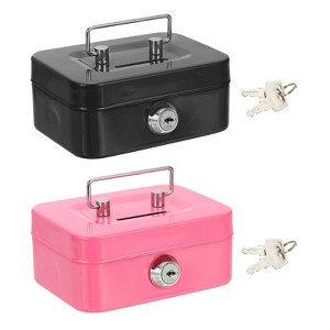 Unique Bargains Mini Safe Box with Metal Key Lock for Cash Watches 2 Pcs - 1 of 4