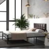 Metal Bed Frame with Upholstered Square Stitched Headboard, Faux Leather Platform Bed Frame, Steel Slats Support, Box Spring Optional - 4 of 4