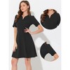 INSPIRE CHIC Women's Elegant V Neck Puff Short Sleeve Work Office Flared Dresses - 2 of 4