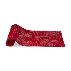 tagltd 72" X 14.5"  Bandana Runner Red Hand Screen Printed Design With J-Hook Table Home Decor - 1 of 3