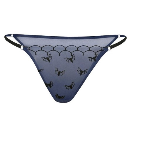 Women's Embroidered Mesh Cheeky Underwear - Auden™ Blue L