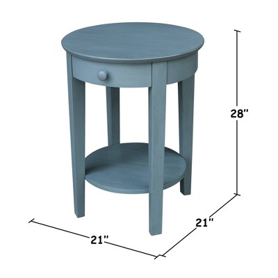 Ocean Blue Round Wooden Accent Table with Storage