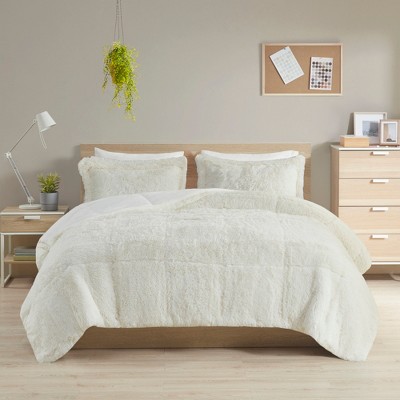 Stylish Fluffy Texture Comforter Set, All Season Home Textile fits Modern Bedroom Decor, Valentine's Day Gifts