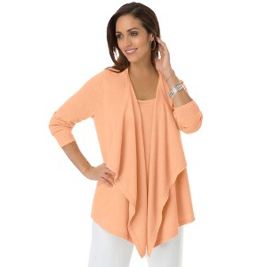 Jessica London Women's Plus Size Flyaway Cardigan - 1 of 3