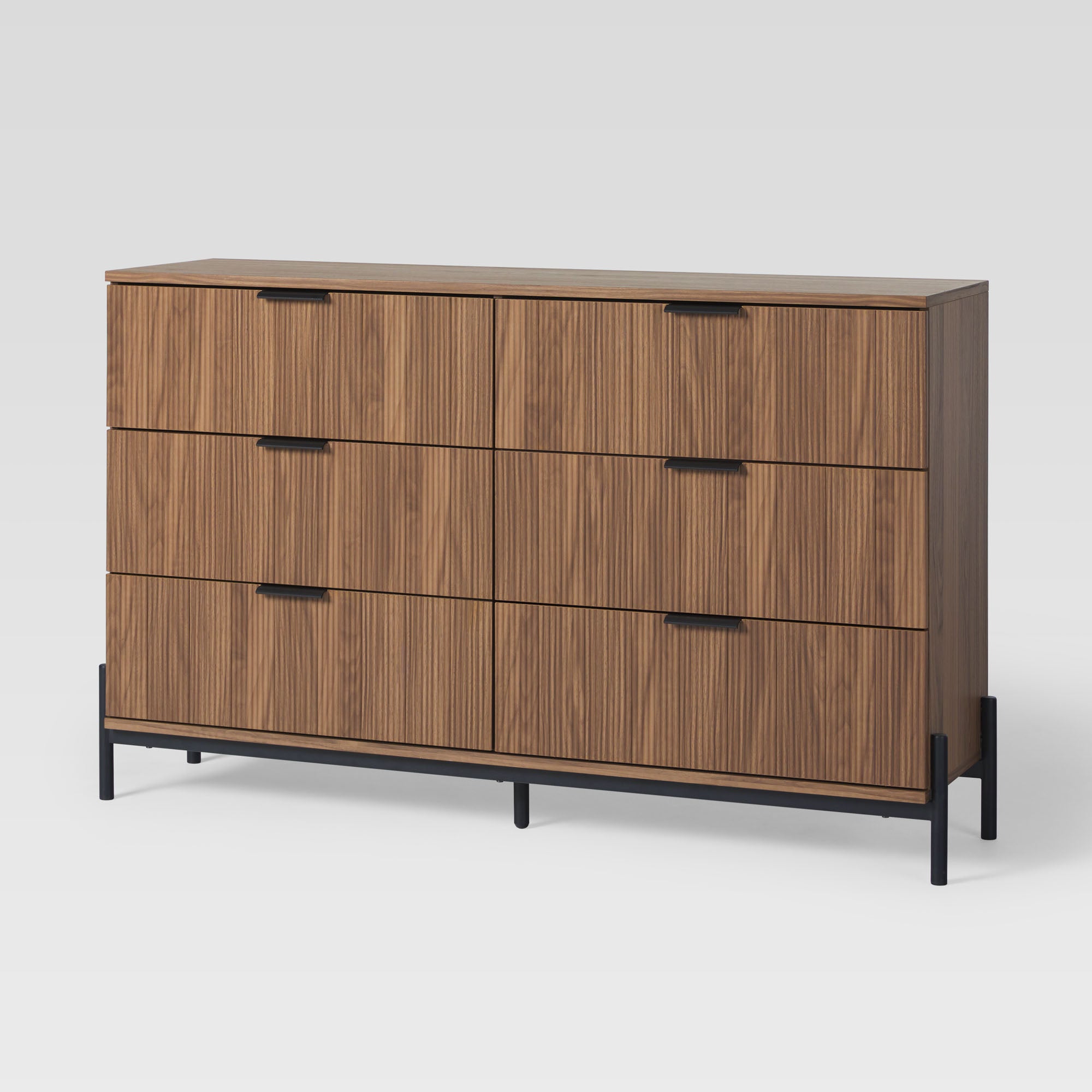 Walker Edison 6-Drawer Dresser with Reeded Fronts Mocha 6-Drawer