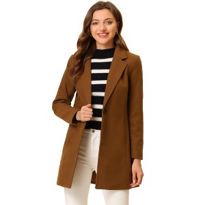 INSPIRE CHIC Women's Regular Fit Notched Lapel Long Sleeve Buttoned Classic Coat - 1 of 4