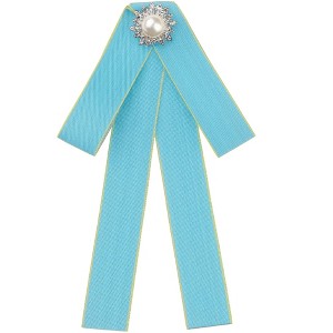 Elerevyo Women's Pre-Tied Ribbon Elegant Brooch Pin Bow Tie - 1 of 4