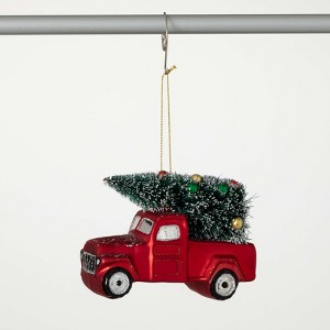 3.5"H Sullivans Vintage Truck Christmas Ornament, Red-Green, Christmas Tree Decor - 1 of 2