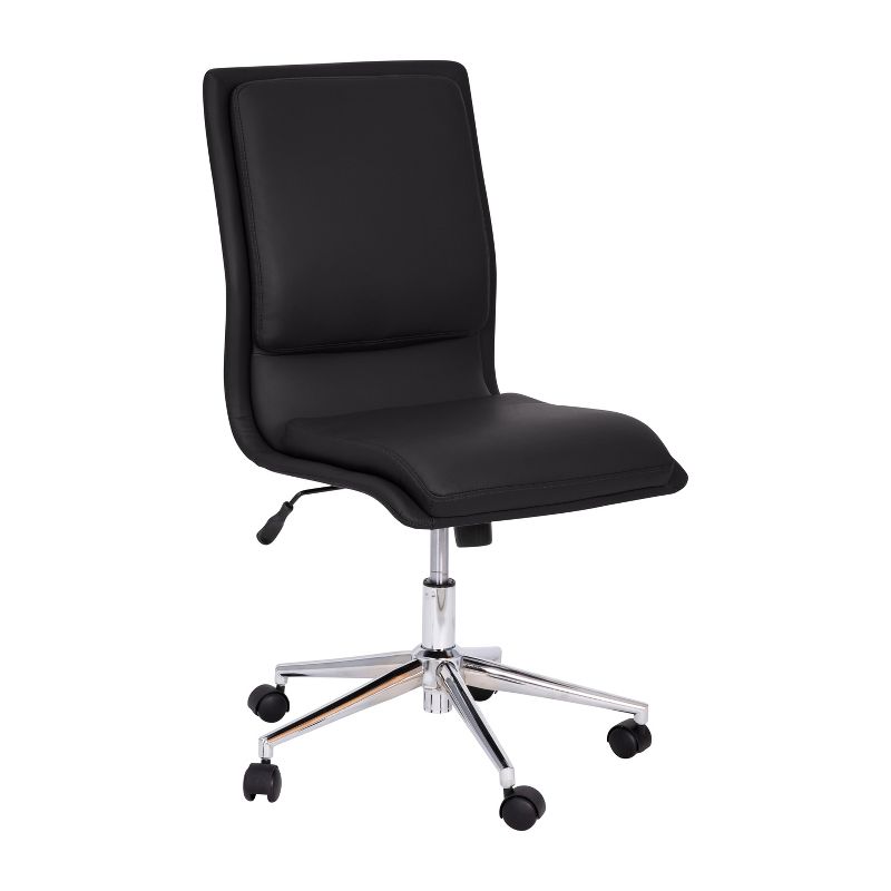 Flash Furniture Madigan Mid-Back Armless Swivel Task Office Chair with Upholstery and Adjustable Metal Base, 1 of 13