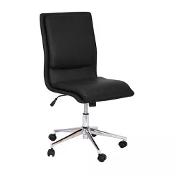 Flash Furniture Madigan Mid-Back Armless Swivel Task Office Chair with LeatherSoft and Adjustable Chrome Base, Black