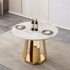PAGED 46.85" Dining Table, Round Kitchen Table with Faux Marble Tabletop and Stainless Steel Base, Coffee Table for Kitchen Dining - 2 of 4