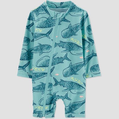 Image of Carter's Just One You® Baby Boys' Shark One Piece Rash Guard - Blue 6M