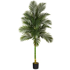 Nearly Natural 7’ Single Stalk Golden Cane Artificial Palm Tree - 1 of 1