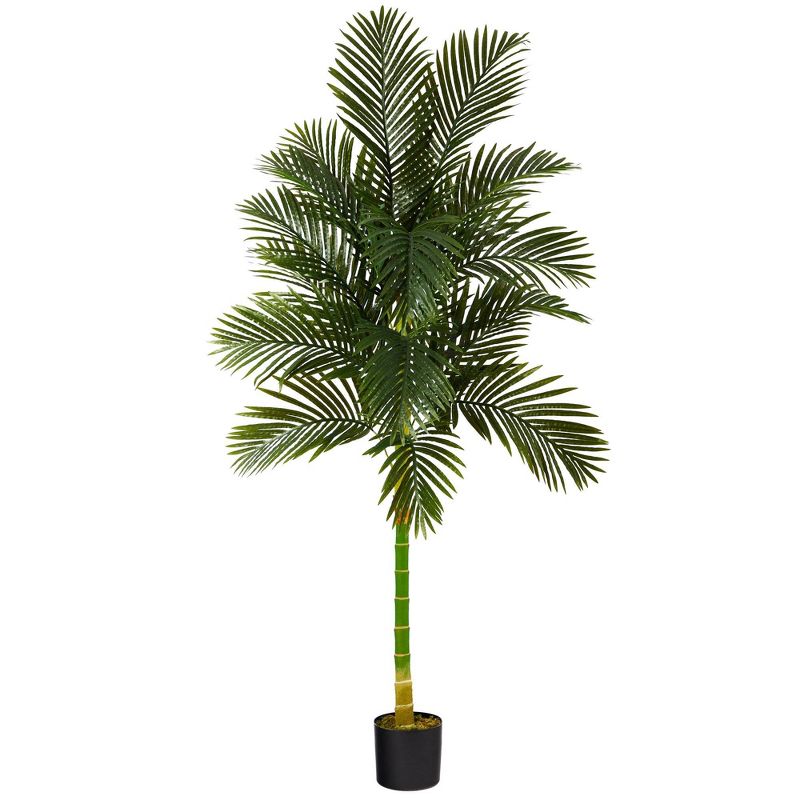 Nearly Natural 7’ Single Stalk Golden Cane Artificial Palm Tree, 1 of 2