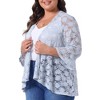 Agnes Orinda Women's Plus Size Casual Open Front 3/4 Sleeve Sheer Lace Cardigan - 2 of 4