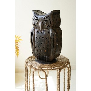 Owl-Shaped Iron Candle Lantern – 17"Tall Rustic Decor by Kalalou - 1 of 4