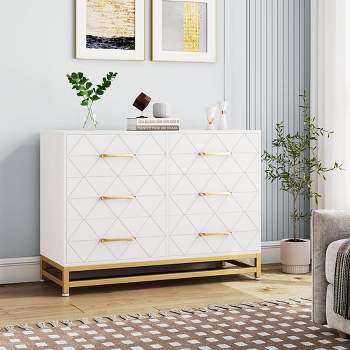 Whizmax Dresser for Bedroom with 6 Drawer, Wood Dressers Chest of Drawers with Wide Drawers and Metal Handles for Living Room Hallway Entryway