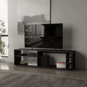 63" Particle Board TV Stand with 4 Open Shelves, Melamine Finish and Fits TVs up to 70 Inches for Living Room - 1 of 4