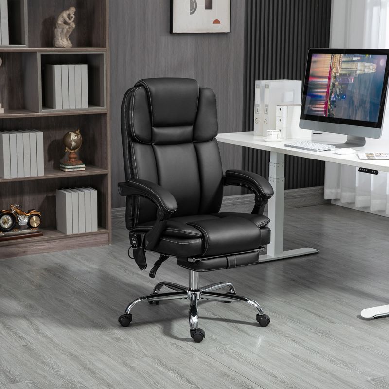 Vinsetto Massage Office Chair with Heat, Adjustable Height and Footrest, PU Leather Comfy Computer Desk Chair, 3 of 7